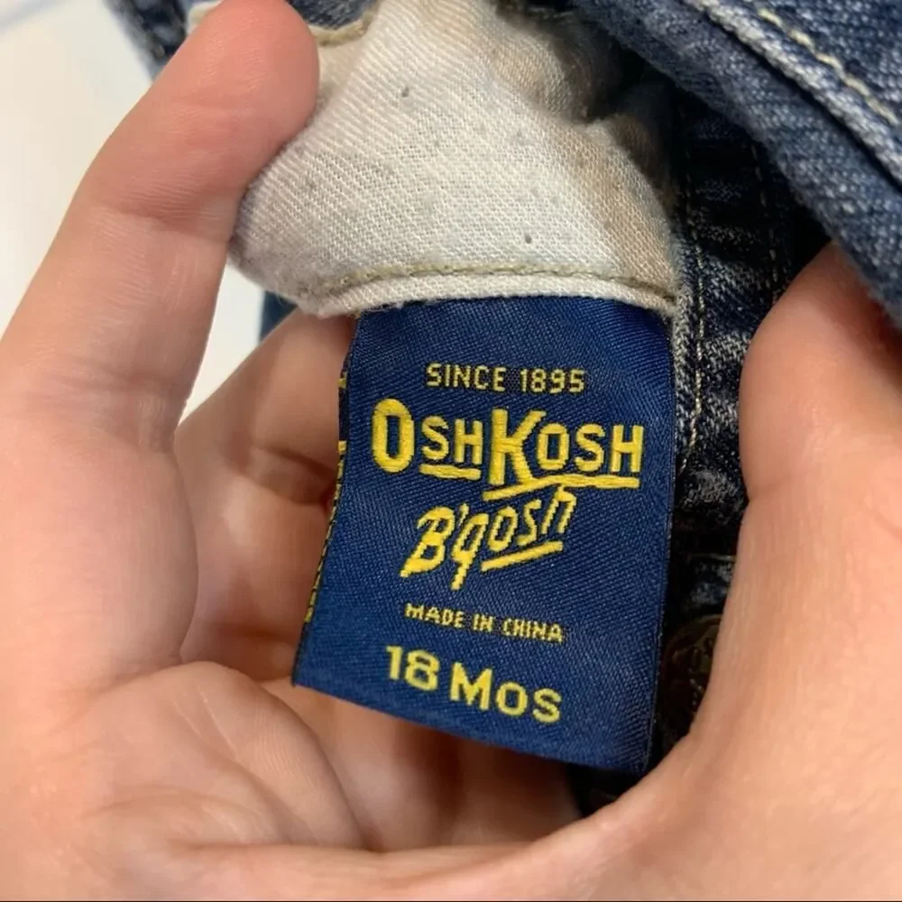 Vintage OshKosh B'Gosh Denim Overalls Tool Embroidery Size 18 Months